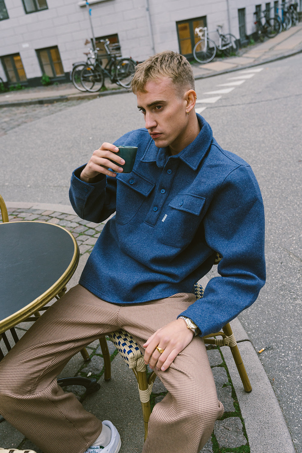 Dogtooth Woven Cropped Trousers in Mocha – Stylish Heavyweight Fabric for Autumn Fashion 5