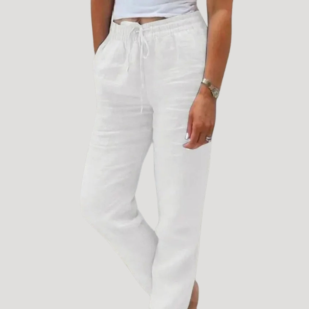 Lightweight Women's Cotton Trousers with Drawstring Waist – Casual Tapered Summer Pants 5