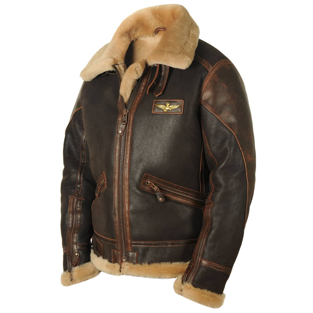 Men's Fleece-Lined Bomber Jacket with Shearling Collar and Multiple Pockets - Warm Winter Coat for Casual Style 0