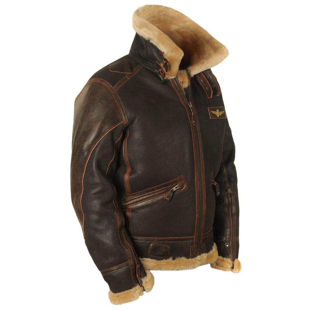 Men's Fleece-Lined Bomber Jacket with Shearling Collar and Multiple Pockets - Warm Winter Coat for Casual Style 6