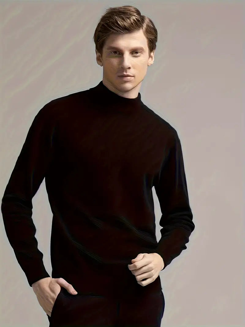 Men's Pullover Sweater – Soft Polyester, Long Sleeve, Solid Pattern – Comfortable Fit for Autumn/Winter, Available in M to XXXXXL 0
