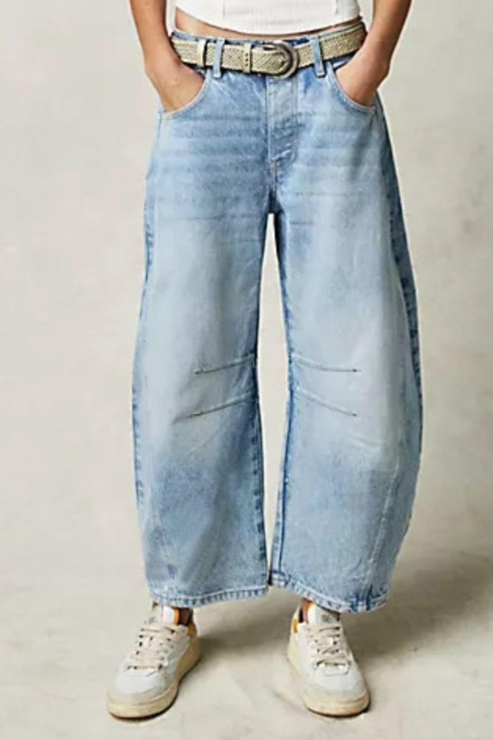 Wide Leg Women’s Jeans with Pockets – Vintage-Inspired Cotton Denim, Distressed Detail, Timeless Fit 1