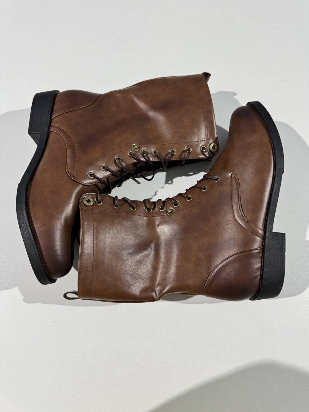 Women's Retro Lace-Up Black Ankle Boots with Collapsible Design – Versatile Fashion Footwear 3