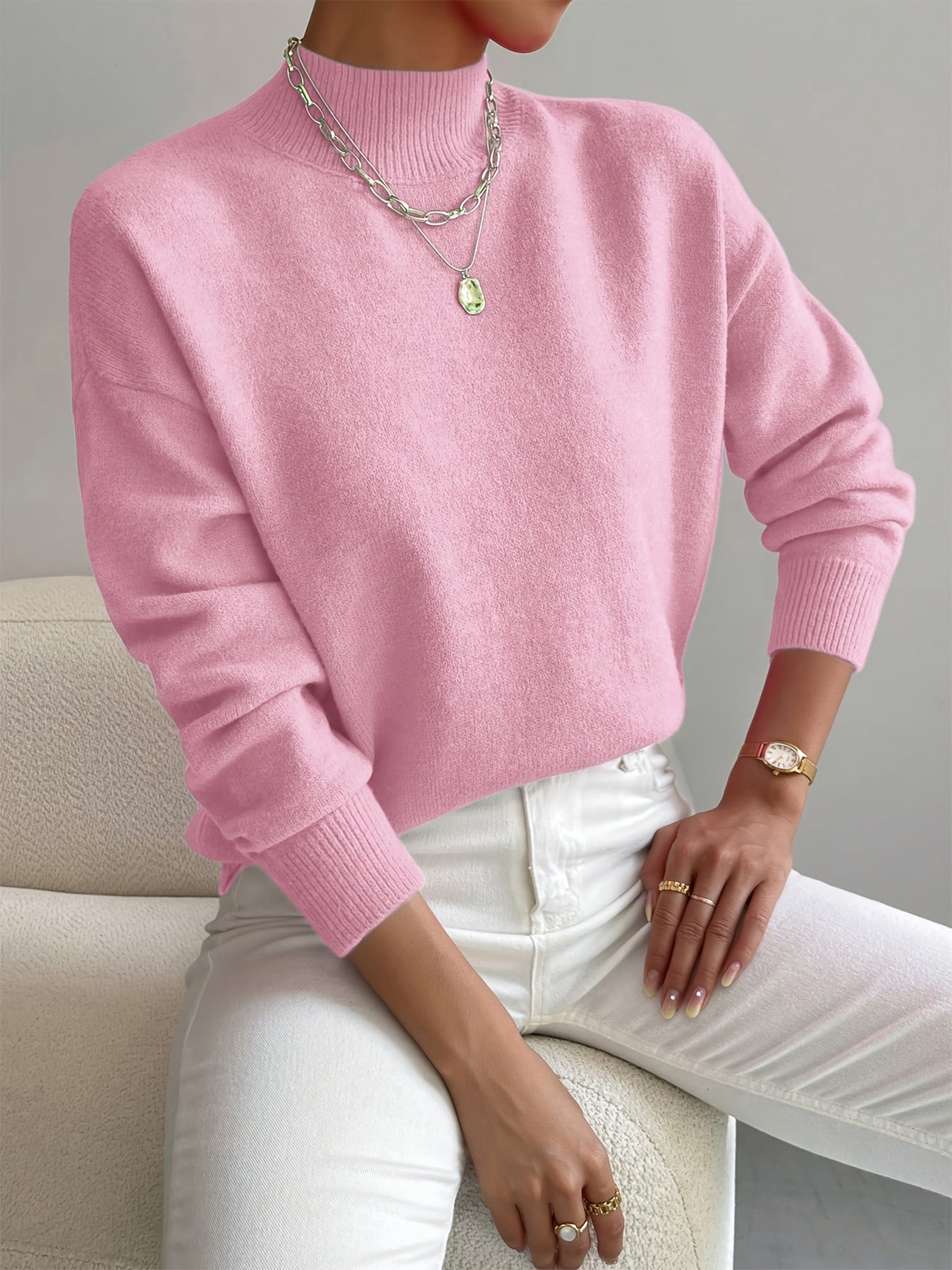 Women's Turtleneck Knit Sweater – Soft Long Sleeve Top in Relaxed Fit for Comfort and Style 2
