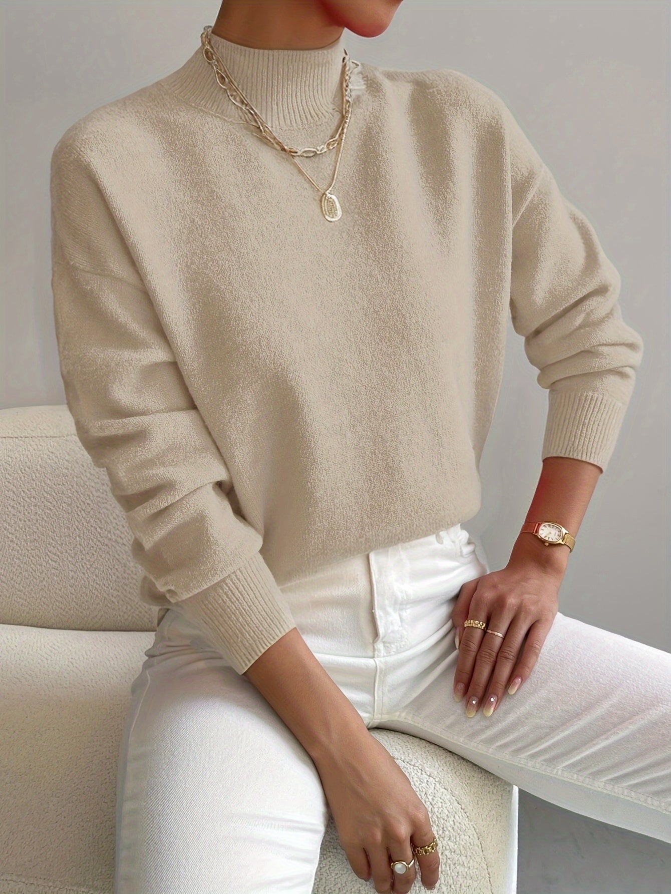 Women's Turtleneck Knit Sweater – Soft Long Sleeve Top in Relaxed Fit for Comfort and Style 4