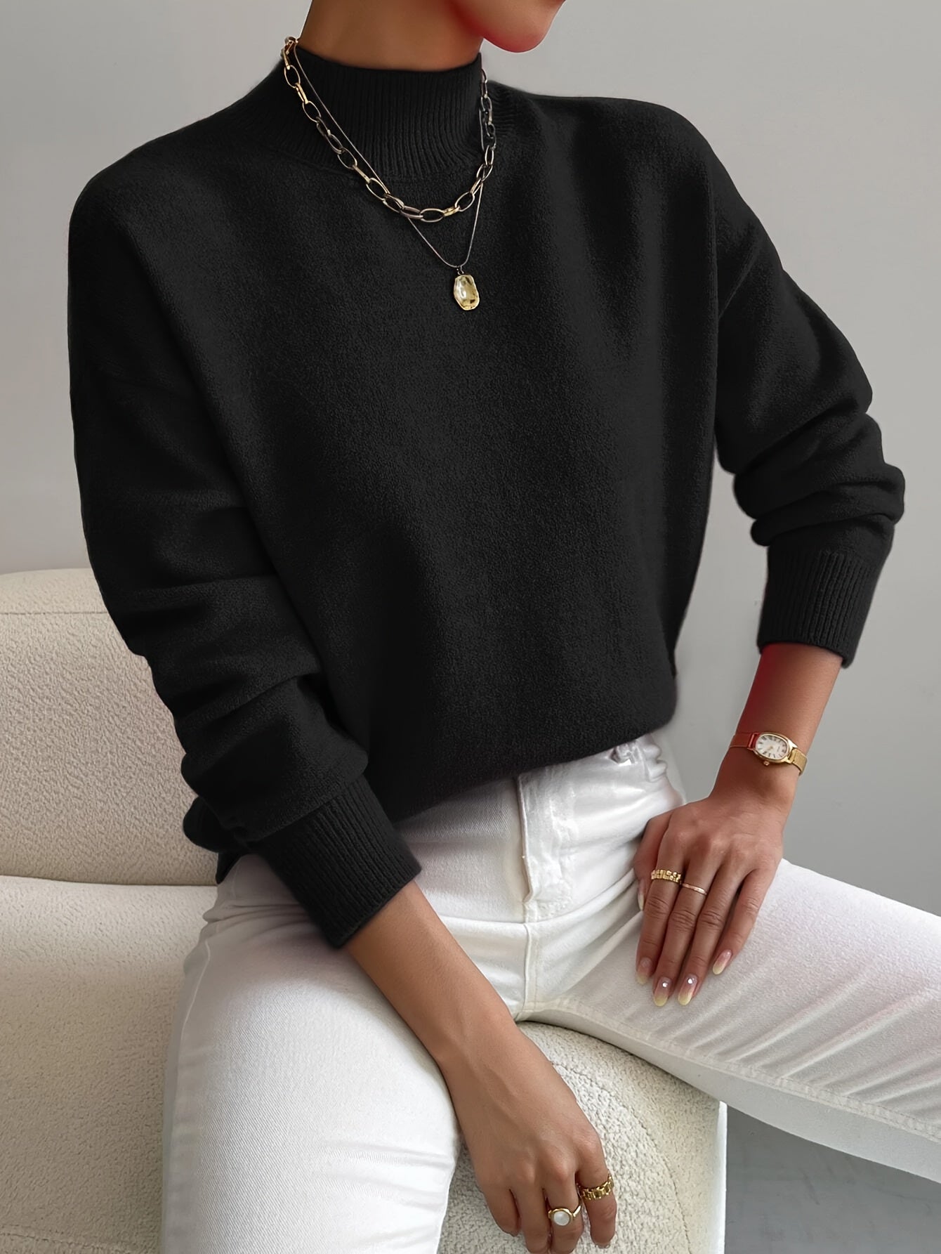 Women's Turtleneck Knit Sweater – Soft Long Sleeve Top in Relaxed Fit for Comfort and Style 5