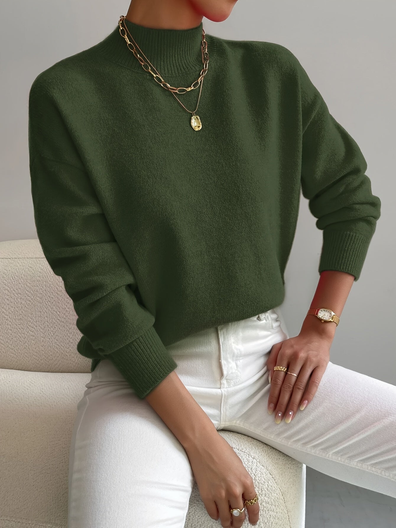 Women's Turtleneck Knit Sweater – Soft Long Sleeve Top in Relaxed Fit for Comfort and Style 7