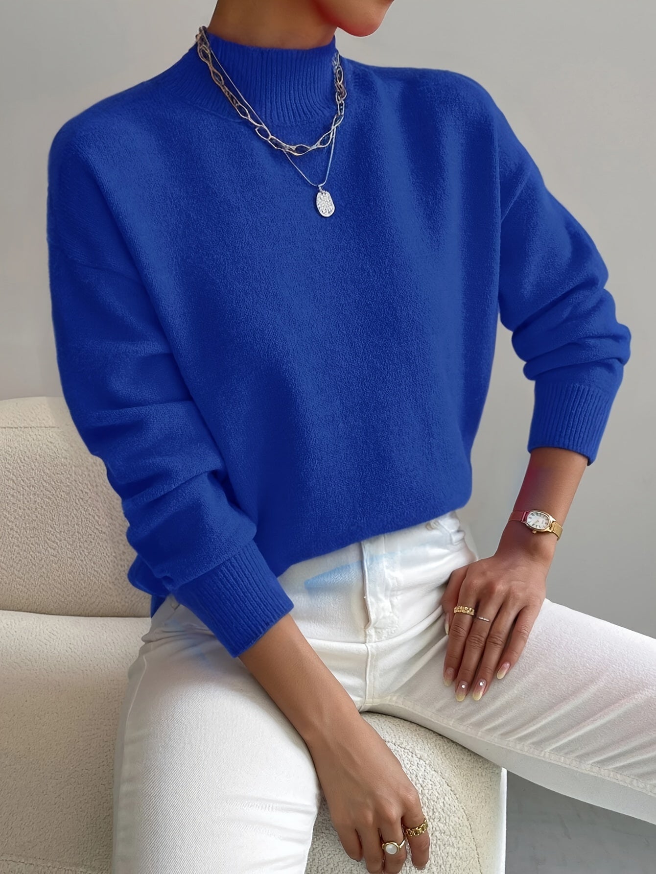 Women's Turtleneck Knit Sweater – Soft Long Sleeve Top in Relaxed Fit for Comfort and Style 8